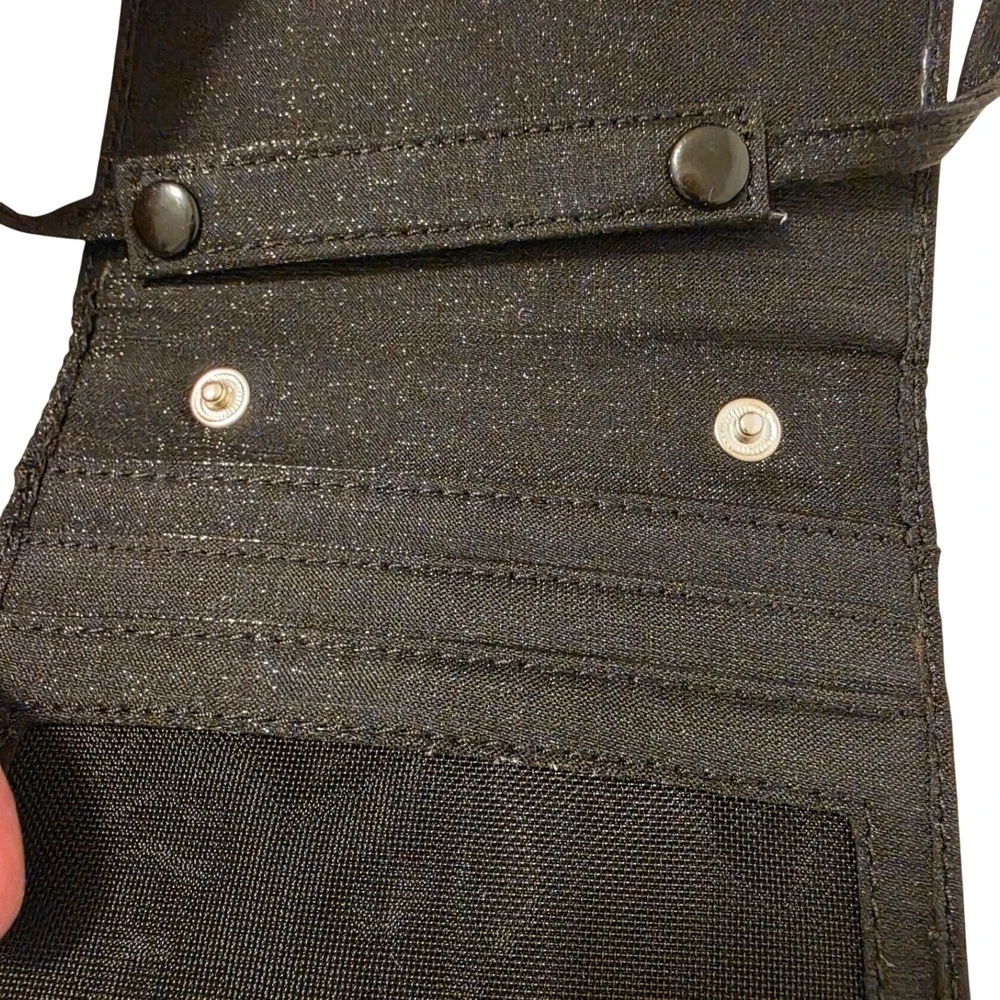 Vintage Kate Spade New York Black Glitter Crossbody Wallet Bag 2224-B  Mini